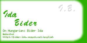 ida bider business card